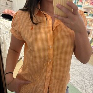 Polo Ralph Lauren Orange Gingham Button Down Shirt